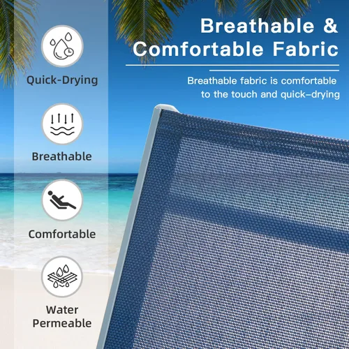 Miniatura 3 de domi outdoor living Domi - Juego de 2 sillas de salón de aluminio para exteriores con 5 posiciones ajustables, tumbona al aire libre para piscina