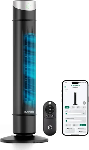 Miniatura 28 de ZAFRO Ventilador de torre inteligente para dormitorio, ventilador de torre oscilante de 120°, 28 pies/s de alta velocidad, 12 velocidades, 4 modos