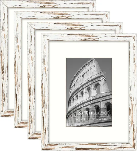 Miniatura 6 de Juego de collage de marcos de fotos de 5 x 7 pulgadas, perfil de grano de madera texturizada de roble natural, vidrio plexiglí sin roturas