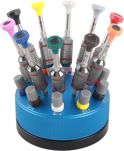 Miniatura 9 de Juegos de destornilladores, 10 unids profesional reloj gafas casa destornillador conjunto reloj reparación herramienta con base