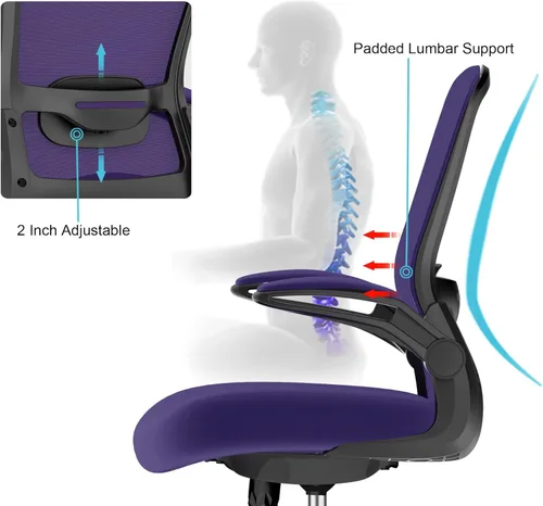 Miniatura 5 de Silla de oficina Mimoglad, silla de escritorio ergonómica con soporte lumbar ajustable, silla de computadora de malla de respaldo alto