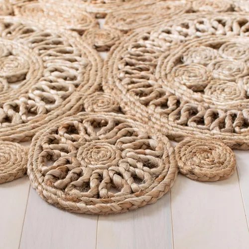 Miniatura 3 de SAFAVIEH NFB238A - Alfombra redonda de fibra natural, 4 pies, redonda, natural, hecha a mano, estilo bohemio, con encanto de yute