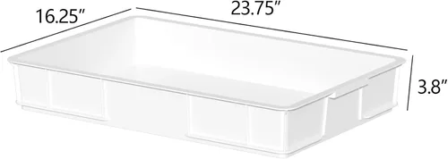 Miniatura 4 de Caja a prueba de masa, bandejas apilables comerciales para masa para pizza (23.75 x 16.25 x 3.8 pulgadas), color blanco, paquete de 4