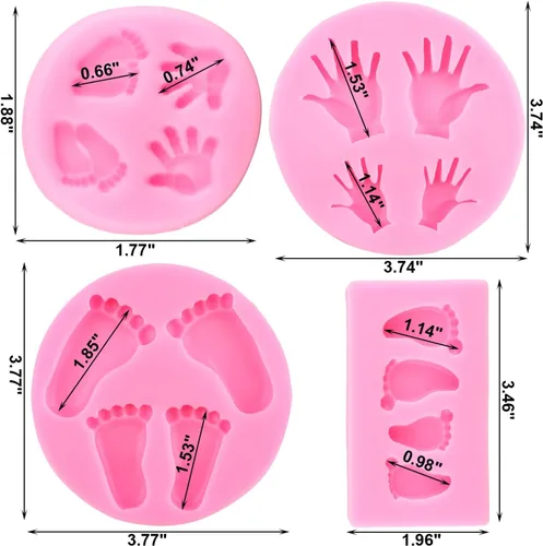 Miniatura 3 de ZiXiang Moldes de silicona para bebé, molde de fondant para pies de bebé, moldes de silicona para manos de bebé, decoración de pasteles, decoración