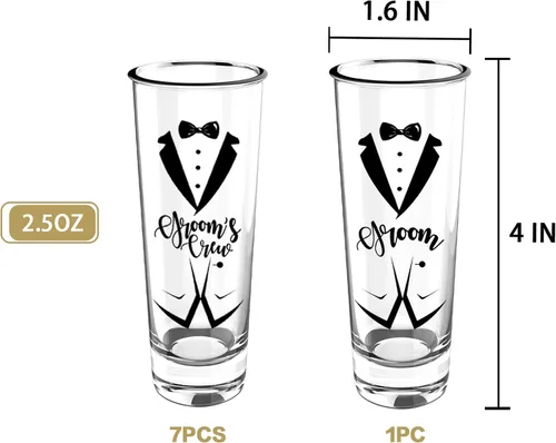 Miniatura 2 de Vasos de chupito de regalo para padrinos de boda de 8 a 2 onzas, incluye 1 equipo de novio 7, regalos de despedida de soltero de boda Tripulación