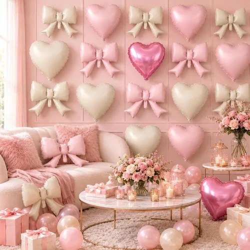 Miniatura 6 de 20 globos de lazo rosa, globos de corazón rosa bebé, globo en forma de corazón de 18 pulgadas, globo de lazo de 21 pulgadas para propuesta