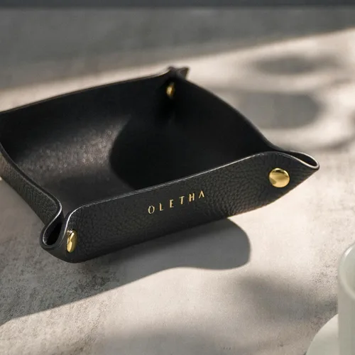 Miniatura 6 de OLETHA Bandeja de valet pequeña plegable - Organizador estético para escritorio para el hogar, la oficina y viajes - Recipiente portátil para Negro