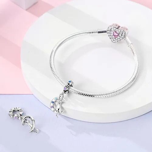 Miniatura 71 de MULA - Dijes de plata de ley 925 para pulseras y collares, colgantes de letras para la familia, cuentas de viaje en avión, dijes de árbol