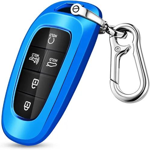 QBUC para Hyundai Funda para llavero, Funda protectora de TPU suave de 360 grados con llavero compatible con Hyundai Sonata Santa fe Tucson 2022