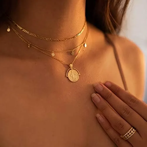 Miniatura 4 de Fremttly - Collar tipo gargantilla hecho a mano, chapado en oro de 14 quilates o en plata, sencillo, refinado, con dije de placa de estrella