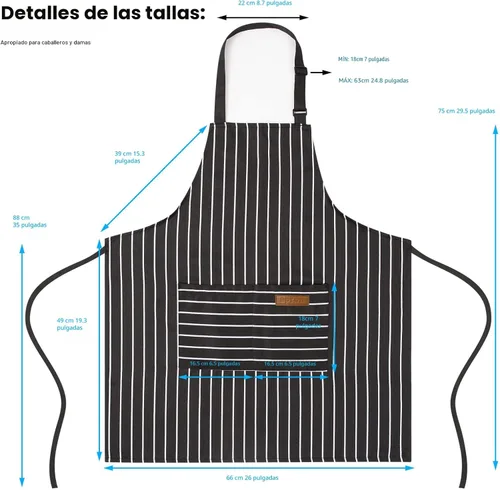 Miniatura 2 de BeLuyi - Paquete de 2 delantales ajustables con peto, delantales de chef para cocina, restaurante, con 2 bolsillos, delantales para mujeres