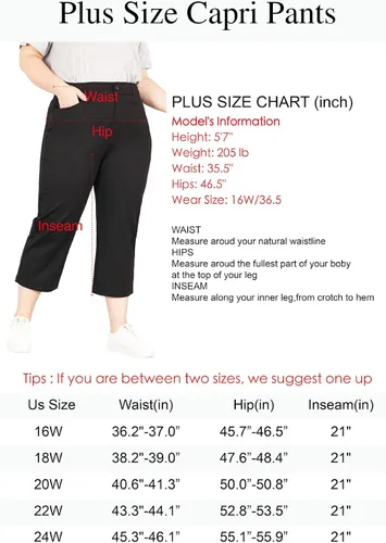 Miniatura 7 de Bamans Pantalones capri de talla grande para mujer, elásticos, cómodos, de pierna recta, para el trabajo, con bolsillos