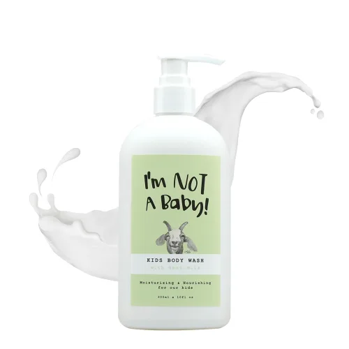 I'm NOT A Baby! Gel de baño para niños, probado por dermatólogos, libre de alérgenos, libre de crueldad, PETA, suave para niños, leche de cabra, 10