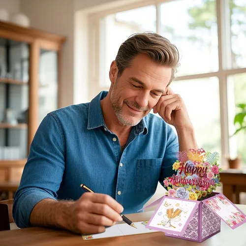 Miniatura 7 de Giiffu Tarjeta de feliz aniversario, tarjetas de aniversario emergentes en 3D, regalos para él, ella, esposa, marido, pareja, con sobre y tarjeta
