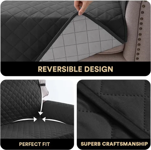 Miniatura 7 de PrinceDeco Funda de sofá para perros, lavable y reversible, apta para mascotas, resistente al agua, protector de muebles con correas elásticas