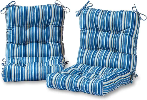 Miniatura 78 de Cojines para silla de exterior con bisagras, diseño de una sola pieza, cojín reversible para asiento y respaldo de patio con lazos, tela
