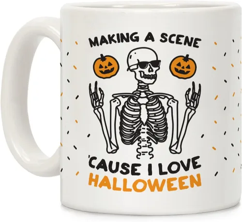 Miniatura 34 de LookHUMAN Taza de Café de Halloween – Halloween Is Meowgical Tazas, Taza de Café Espeluznante Idea de Regalos de Taza, 15 Onzas 10-Blanco