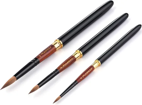 Miniatura 2 de Pinceles de acuarela para viajes, Fuumuui 3 piezas Plein Air elegantes pinceles Sable para acuarela con estuche de cuero de bolsillo, perfectos