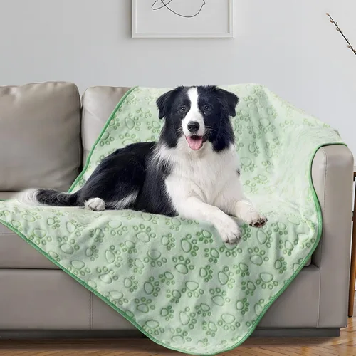 Miniatura 28 de Manta para perros rellena premium suave, con impresión de huella de pata gris de franela, 43 * 66 pulgadas, manta autocalentable para gatos