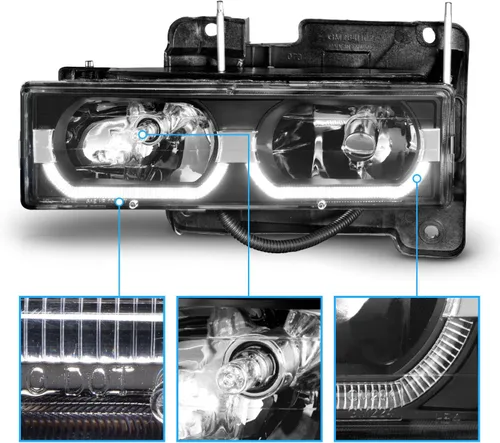 Miniatura 4 de AmeriLite - Juego de faros LED tipo C para Chevy C/K Tahoe Suburban SUV de tamaño completo, Blazer, GMC Yukon - Lado del pasajero y del conductor