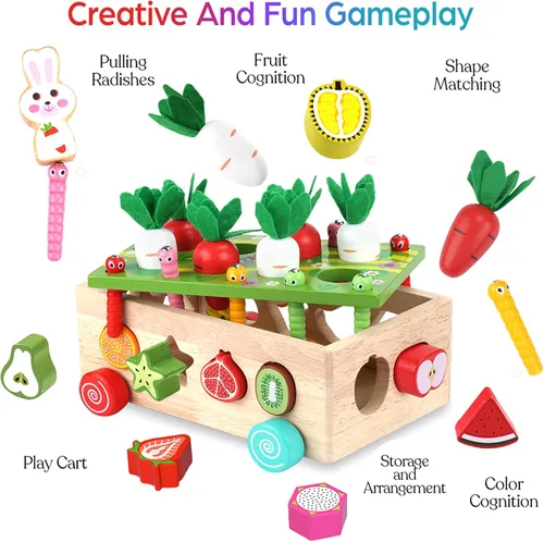 Miniatura 10 de Juguetes Montessori de madera educativos para bebés niños y niñas de 1, 2, 3 años, juguetes de clasificación de formas para el primer cumpleaños