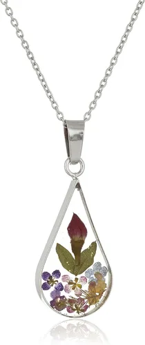 Amazon Essentials Collar con colgante de flor prensada de plata de ley y oro sobre plata esterlina (anteriormente colección Amazon)