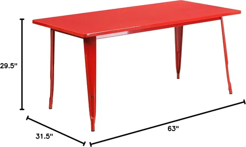 Miniatura 3 de Flash Furniture - Mesa rectangular de metal para interior o exterior (31.5 x 63.0 pulgadas), NA, Negro