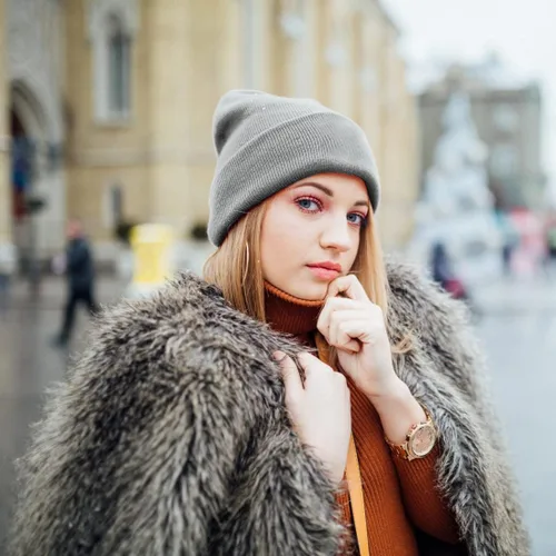 Miniatura 3 de Gorro de punto 100% de algodón para mujeres y hombres, gorro de invierno holgado con puños para mujer, gorro de esquí cálido