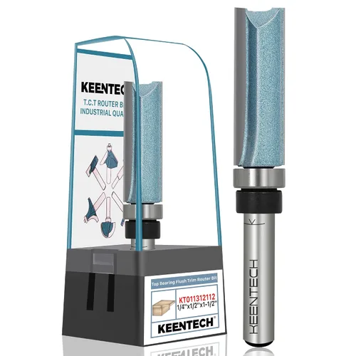 Miniatura 10 de KEENTECH Brocas de enrutador de 1/2 pulgada, broca de enrutador de ajuste empotrado, broca de patrón con punta de carburo de rodamiento superior