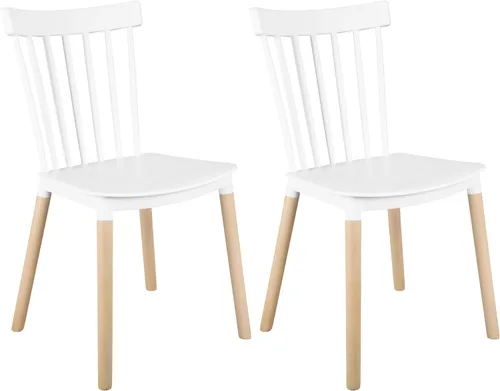 Miniatura 13 de DSW - Sillas de comedor de plástico modernas sin brazos con patas de madera para estar, dormitorio, cocina, comedor, sala de espera, restaurantes