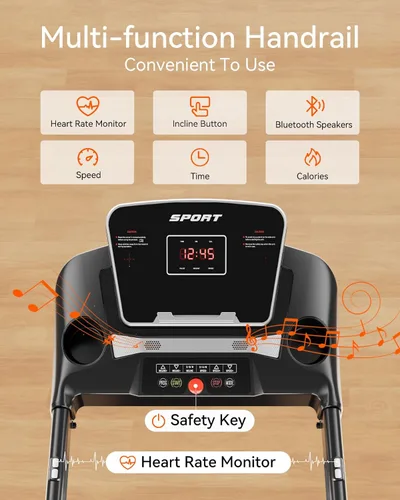 Miniatura 4 de LIJIUJIA Treadmills for Home, Folding Treadmill with 15% Auto Incline, 3.0HP Walking Pad Treadmill, 300 lbs Capacity, Max Speed 6.2 MPH, Bluetooth