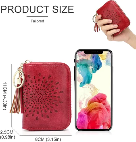 Miniatura 5 de APHISON RFID - Porta tarjeta de crédito con cremallera carteras pequeñas para mujer en cuero estilo girasol para mujer y niña caja de regalo 1927