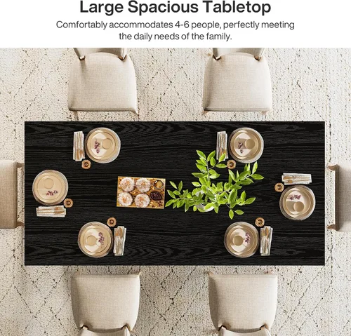 Miniatura 6 de Tribesigns Mesa de comedor de 63 pulgadas para 4-6, mesa de cocina de granja con pedestal resistente, muebles rectangulares de madera para el hogar