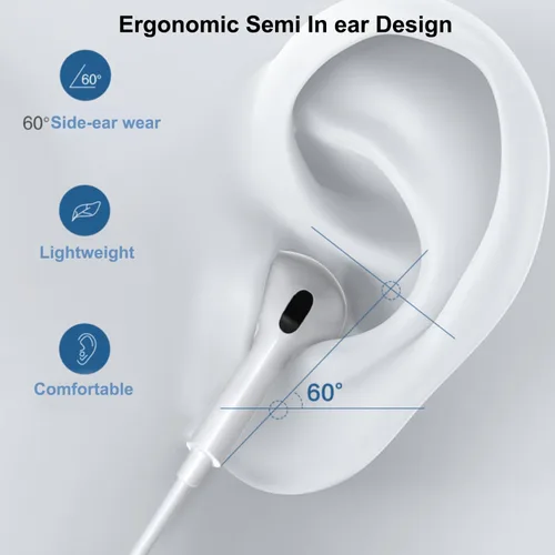 Miniatura 5 de Paquete de 3 auriculares USB C [certificados MFi], auriculares tipo C, auriculares estéreo HiFi con cable, auriculares intraurales magnéticos