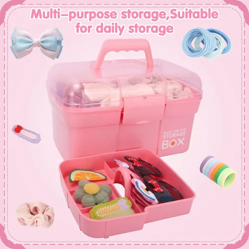 Miniatura 4 de TERGOO Caja organizadora multiusos de 11 pulgadas con bandeja extraíble, organizador portátil de manualidades pequeño con asa, caja de herramientas