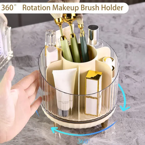 Miniatura 3 de Makeup 360° Rotating Makeup Brush Holder Lipstick Organizer 6 Slot Desktop for Cosmetic Pen Eyeliner Storage Organizer(A)
