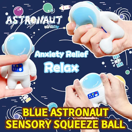 Miniatura 4 de Bolas estrujables para el estrés de astronautas (paquete de 2) juguetes para apretar, juguetes para ansiedad esponjosas, bolas de masa antiestrés