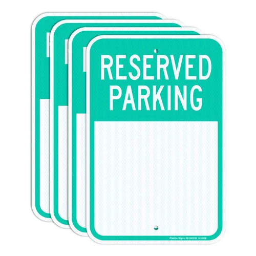 Faittoo Letreros de estacionamiento reservados en blanco, paquete de 4 letreros de aluminio reflectantes de 18 x 12 pulgadas, de grado ingeniero,