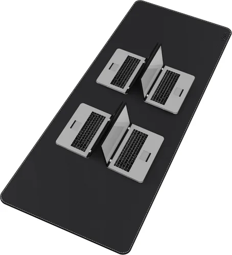 Miniatura 36 de Vyaaa Tapete de cuero para escritorio, 63" x 23.6" pulgadas, protector de escritorio de cuero, impermeable, extra grande, alfombrilla de mouse Negro