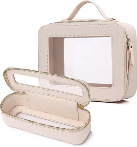 Miniatura 78 de Pinkmik Pequeña bolsa de maquillaje, mini estuche transparente para maquillaje y neceser con cremallera, organizador de bolsos para mujer