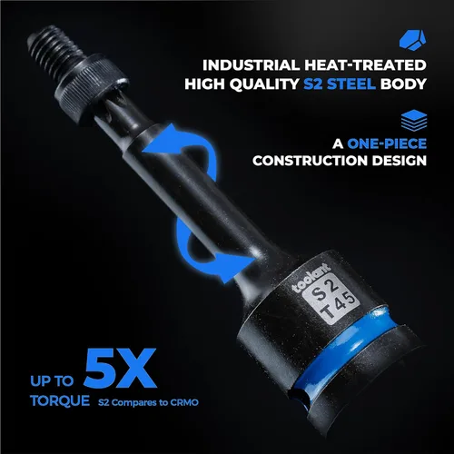 Miniatura 3 de Toolant Juego de enchufes de brocas de impacto Torx T27 2 piezas, 1/2" de acero S2, enchufes de estrella de aire, brocas de alto impacto largas