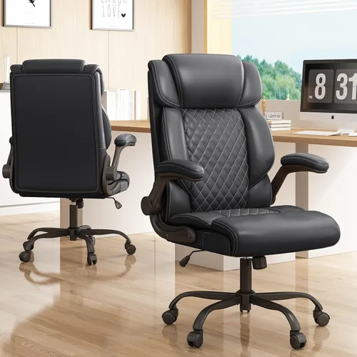 Miniatura 7 de Silla de oficina ejecutiva con respaldo alto, transpirable, silla de oficina grande y alta, reposabrazos abatibles, soporte lumbar, silla giratoria
