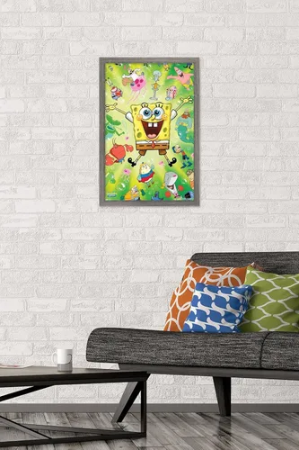 Miniatura 2 de Trends International Nickelodeon Bob Esponja - Póster de pared de explosión, 14.725 x 22.375 pulgadas, versión enmarcada de madera de granero
