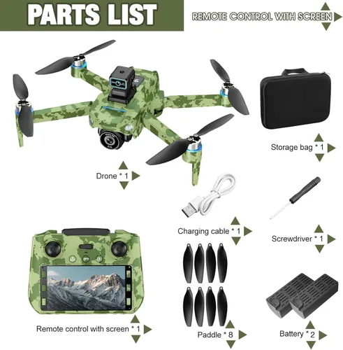 Miniatura 8 de Drone GPS 4K con cámara para adultos, control remoto 5G con pantalla de 5.9 pulgadas, menos de 8.78 oz, evita obstáculos, vuelo de 60 minutos, dron