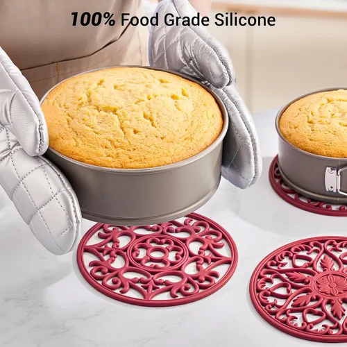 Miniatura 6 de SMARTAKE Juego de 6 salvamanteles de silicona, salvamanteles tallados multiusos, tapetes de cocina aislados, antideslizantes y duraderos, tapete