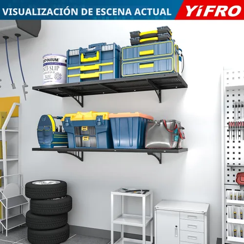 Miniatura 7 de Paquete de 2 estantes de pared de garaje resistentes de 1.5 x 4 pies, capacidad de carga de 500 libras, estantería de garaje montada en la pared
