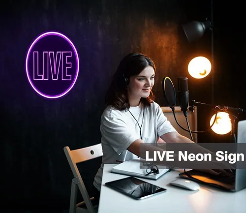 Miniatura 4 de NOXTROND Letrero de Luces de Neón En Vivo, Letrero de Neón LED En Vivo con Alimentación USB para Pared, Decoración de Pared En Vivo Regulable