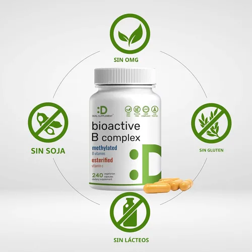 Miniatura 3 de Complejo de Vitamina B Bioactivo para Hombres y Mujeres, 240 Cápsulas Vegetarianas - Complejo B Metilado y Vitamina C Esterificada – Alta Potencia