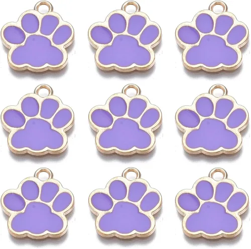 Miniatura 15 de Abalorio esmaltado con estampado de pata de perro y gato con purpurina en polvo de aleación de esmalte de gato y perro, dijes para llavero, joyería