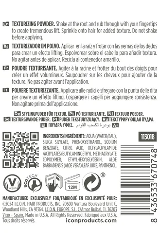 Miniatura 3 de K I.C.O.N. I.C.O.N. Texturizador en polvo, polvo para el cabello y producto espesante, voluminizador de cabello fino, absorbe el aceite del cuero